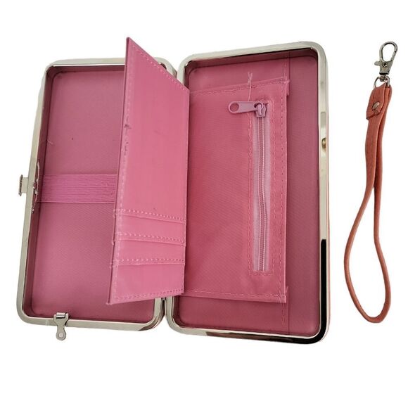 Elenxs Orange Sherbert Bow Knot Phone Case Long Wallet Wristlet - Picture 5 of 7